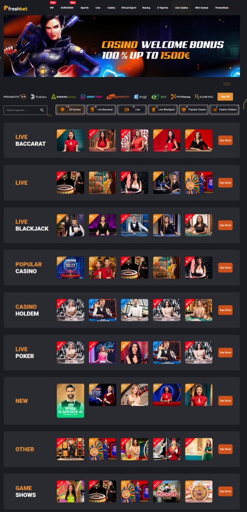 Freshbet Live Casino